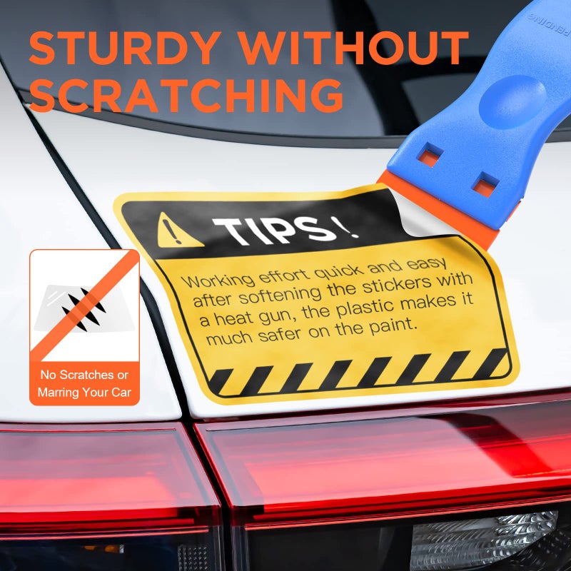 HELEMAN Plastic Razor Blades Scraper Tool - 2 Pack Wall Paint Remover with 100 Pcs Plastic Blades Kit No Scratch Car Window Glass Wood Sticker Removal Floor Stove Kitchen Vinyl Adhesive Decal Tape Cleanings - Image 3